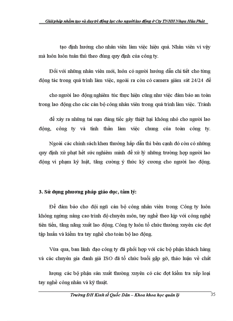 image for page Giải pháp nhằm tạo và duy trì động lực cho người lao động ở Công ty TNHH Nhựa Hòa Phát