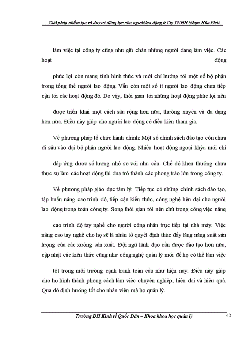 image for page Giải pháp nhằm tạo và duy trì động lực cho người lao động ở Công ty TNHH Nhựa Hòa Phát