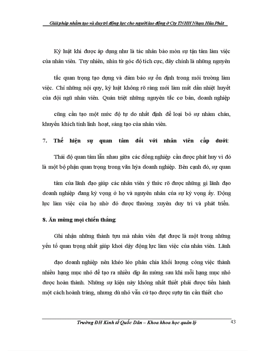 image for page Giải pháp nhằm tạo và duy trì động lực cho người lao động ở Công ty TNHH Nhựa Hòa Phát