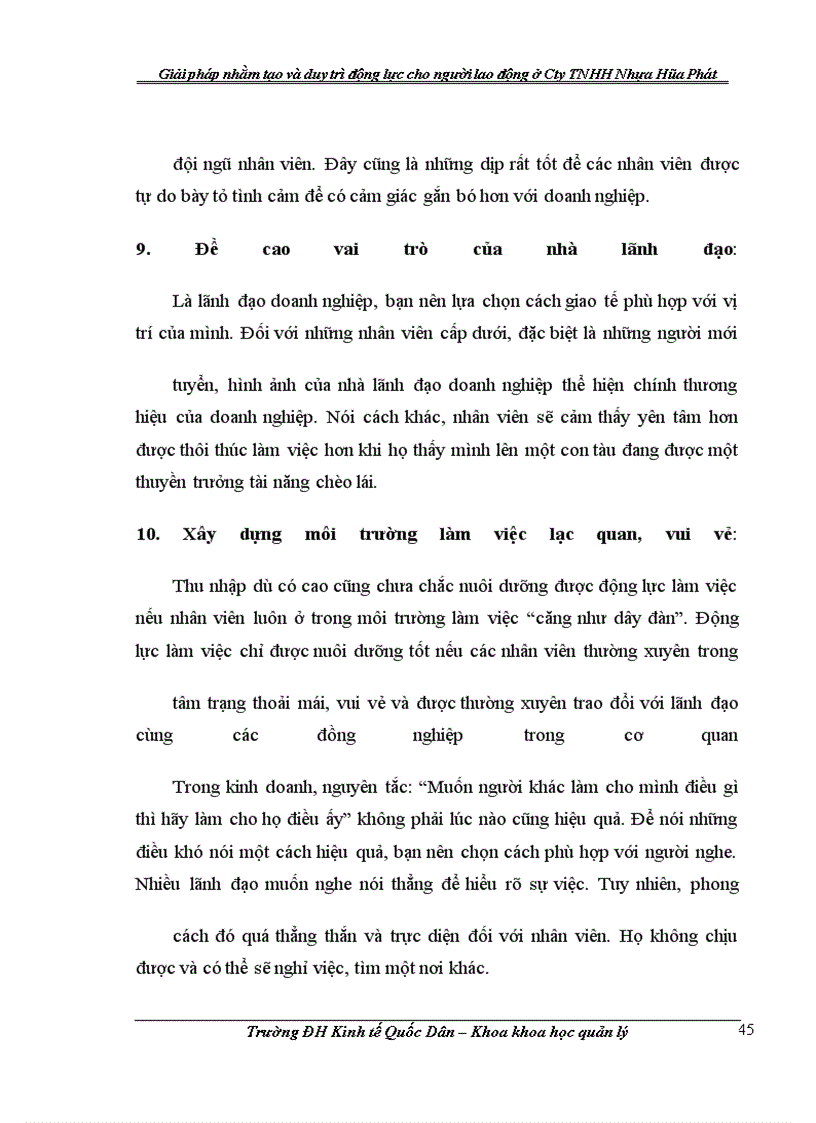 image for page Giải pháp nhằm tạo và duy trì động lực cho người lao động ở Công ty TNHH Nhựa Hòa Phát