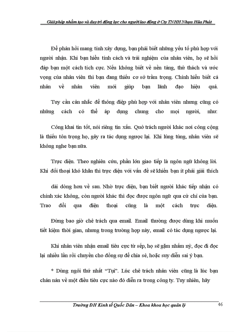image for page Giải pháp nhằm tạo và duy trì động lực cho người lao động ở Công ty TNHH Nhựa Hòa Phát