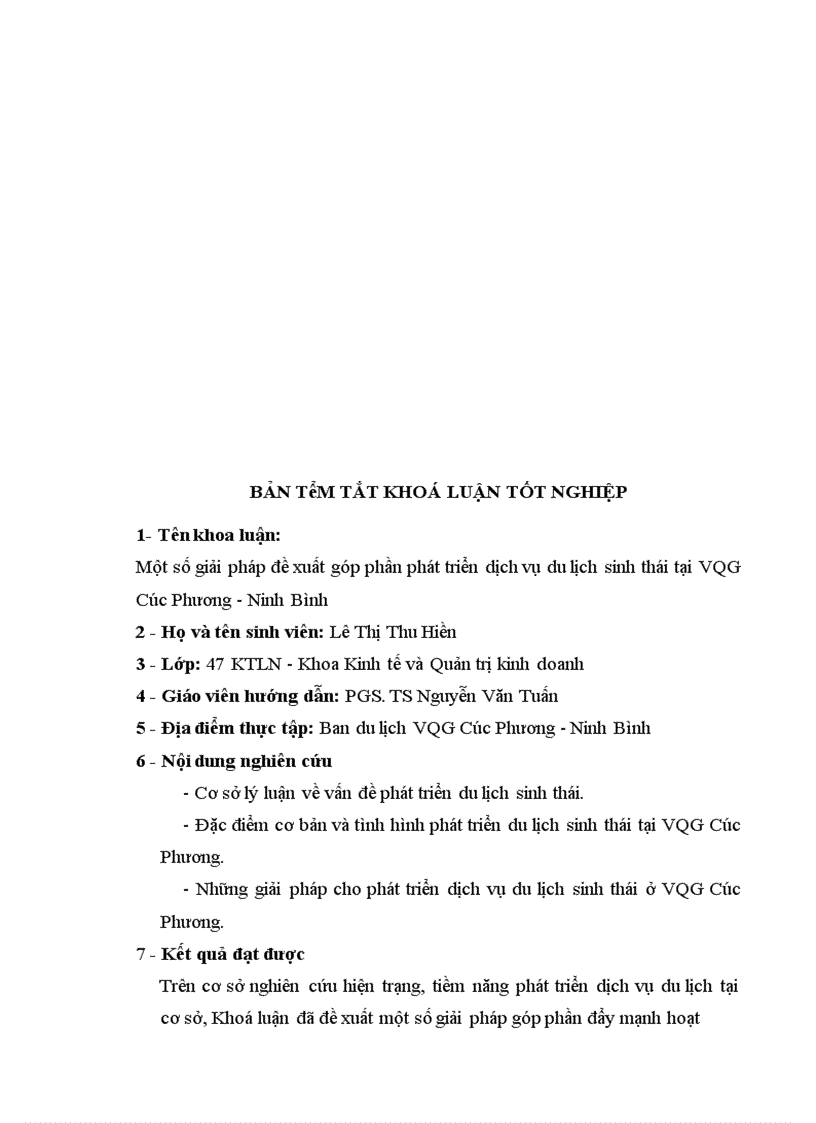 image for page Một số giải pháp đề xuất góp phần phát triển dịch vụ du lịch sinh thái tại VQG Cúc Phương – Ninh Bình