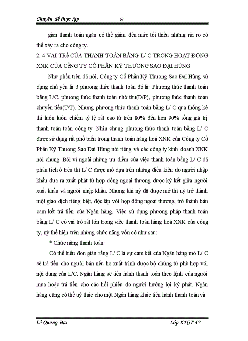 image for page Biện pháp hoàn thiện phương thức thanh toán L/C trong hoạt động XNK của Công ty Cổ Phần Kỹ Thương Sao Đại Hùng