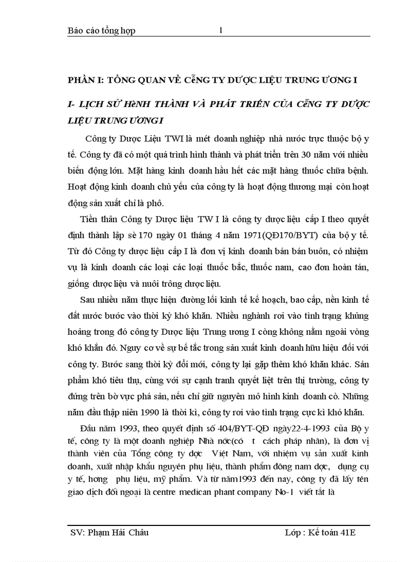 image for page Báo cáo thực tập tại Công ty Dược Liệu TWI l