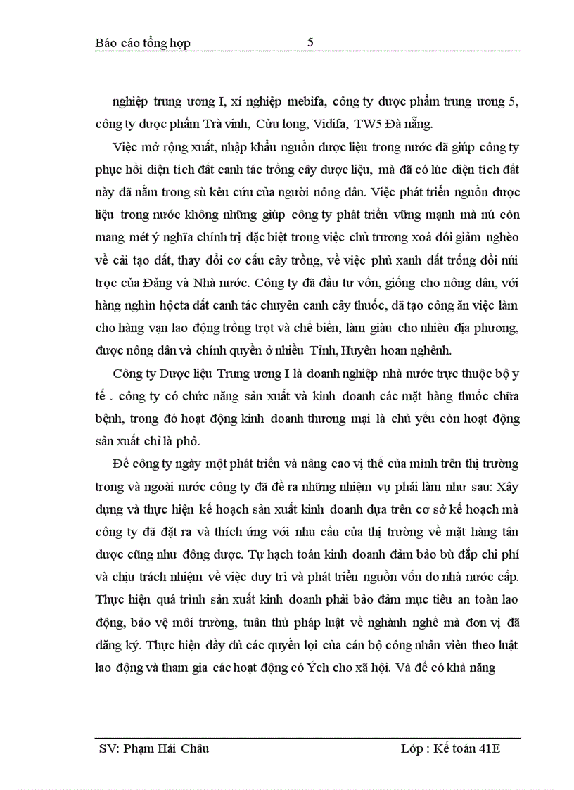 image for page Báo cáo thực tập tại Công ty Dược Liệu TWI l