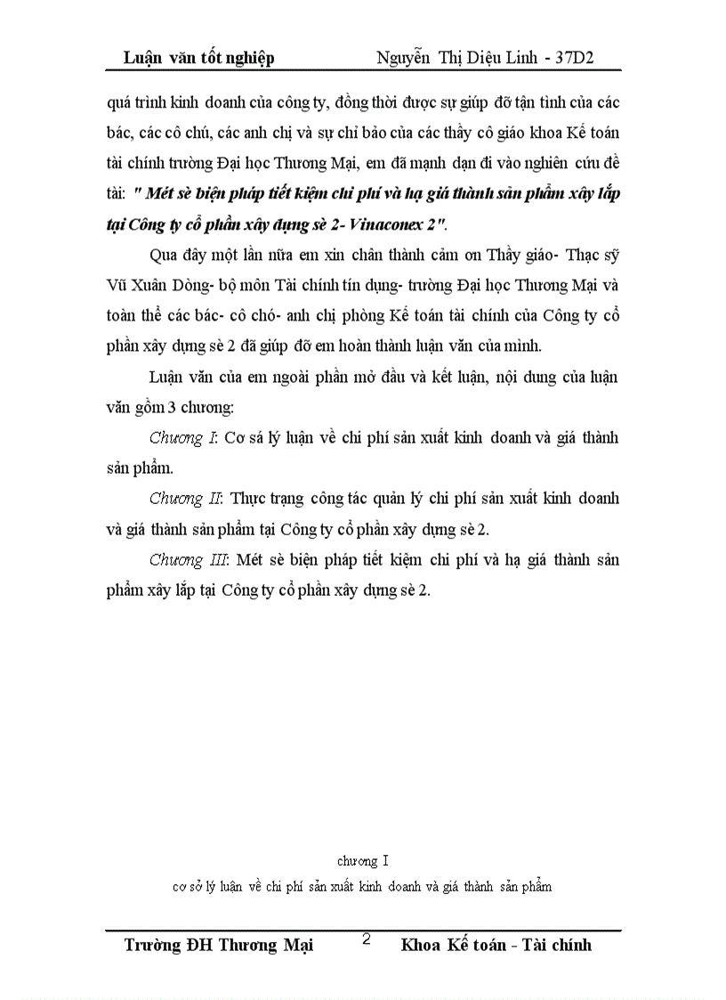 image for page Một số biện pháp tiết kiệm chi phí và hạ giá thành sản phẩm xây lắp tại Công ty cổ phần xây dựng số 2- Vinaconex 2