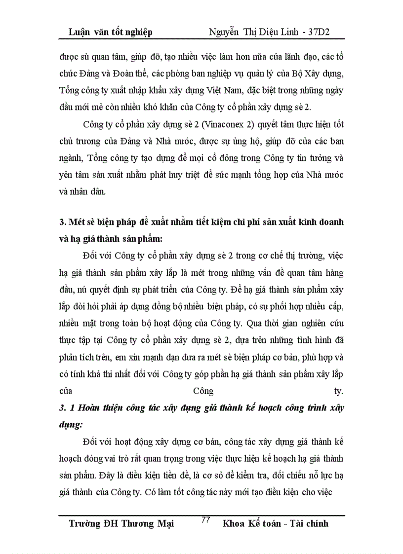 image for page Một số biện pháp tiết kiệm chi phí và hạ giá thành sản phẩm xây lắp tại Công ty cổ phần xây dựng số 2- Vinaconex 2