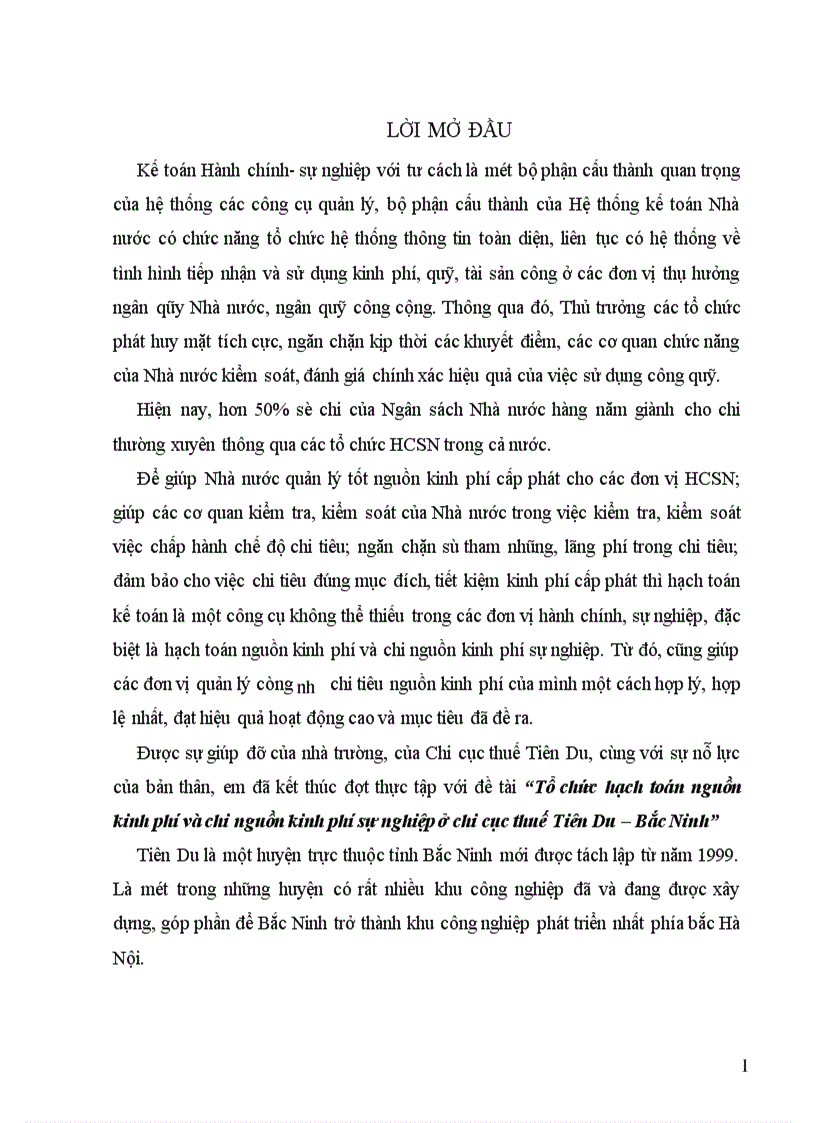 image for page Tổ chức hạch toán nguồn kinh phí và chi nguồn kinh phí sự nghiệp ở chi cục thuế Tiên Du – Bắc Ninh