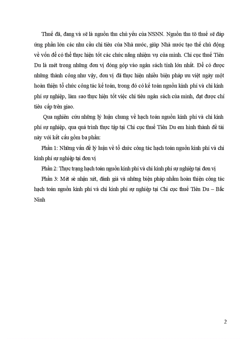 image for page Tổ chức hạch toán nguồn kinh phí và chi nguồn kinh phí sự nghiệp ở chi cục thuế Tiên Du – Bắc Ninh
