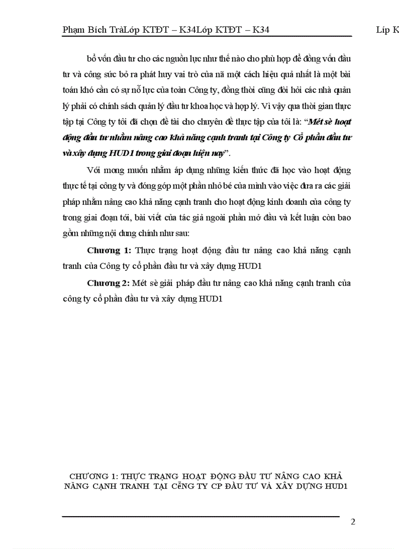 image for page Một số hoạt động đầu tư nhằm nâng cao khả năng cạnh tranh tại Công ty Cổ phần đầu tư và xây dựng HUD1 trong giai đoạn hiện nay