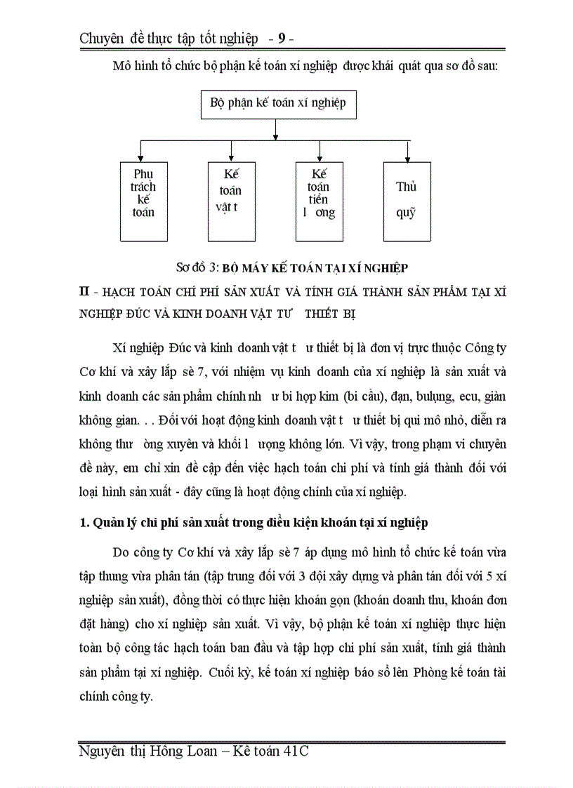 image for page Hoàn thiện hạch toán chi phí sản xuất và tính giá thành sản phẩm nhằm nâng cao hiệu quả sản xuất kinh doanh tại xí nghiệp Đúc và kinh doanh vật tư thiết bị (thuộc công ty Cơ khí và Xây lắp số 7)