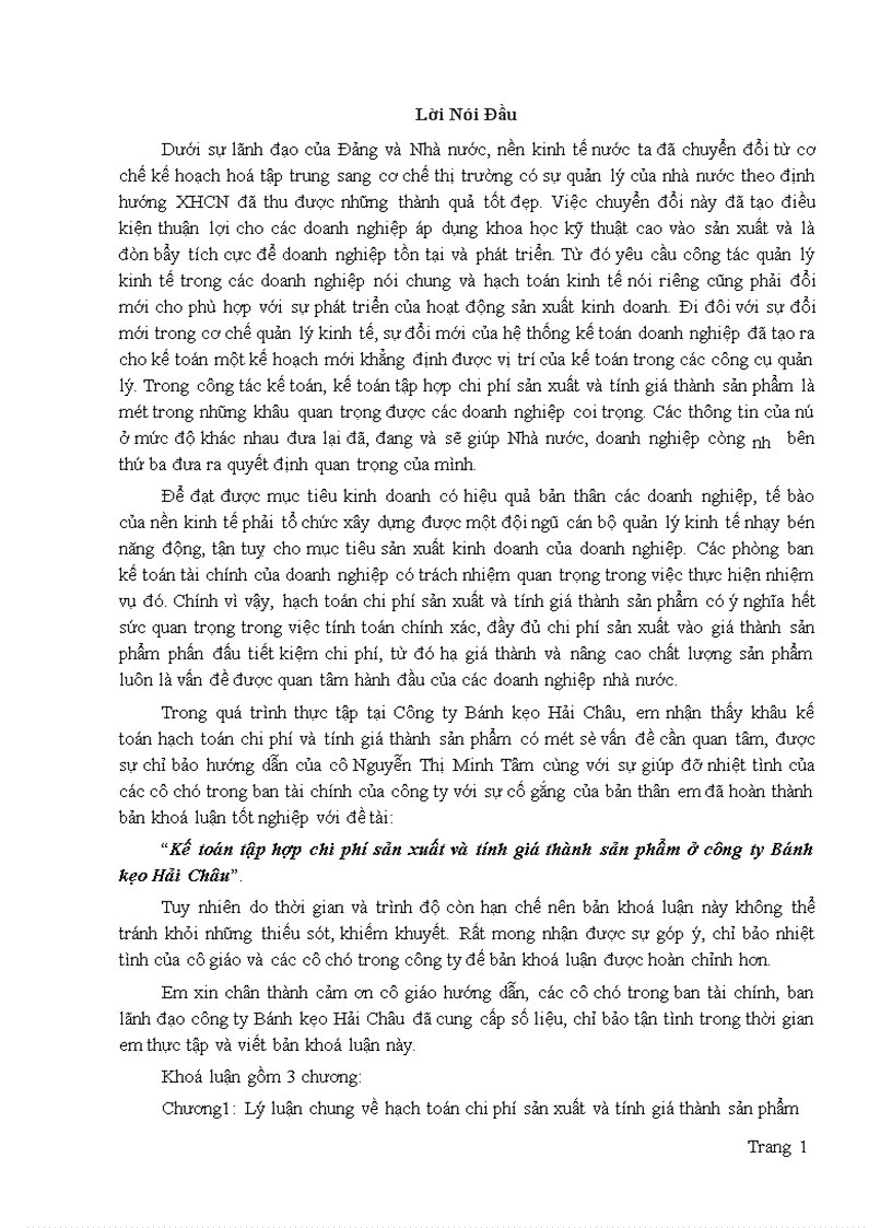 image for page Kế toán tập hợp chi phí sản xuất và tính giá thành sản phẩm ở công ty Bánh kẹo Hải Châu