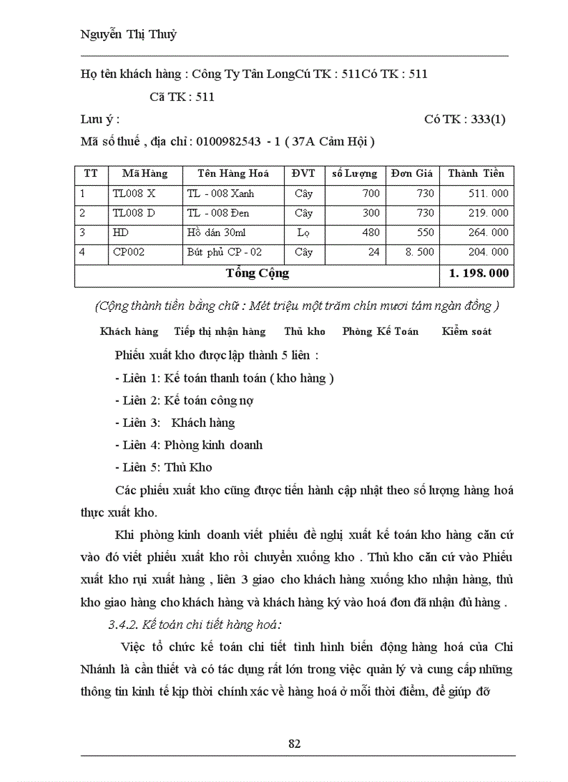 image for page Kế toán tiêu thụ hàng hoá & xác định kết quả tại Chi Nhánh Công ty TNHH Sản xuất và thương mại Thiên Long
