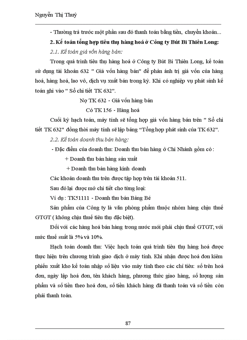 image for page Kế toán tiêu thụ hàng hoá & xác định kết quả tại Chi Nhánh Công ty TNHH Sản xuất và thương mại Thiên Long