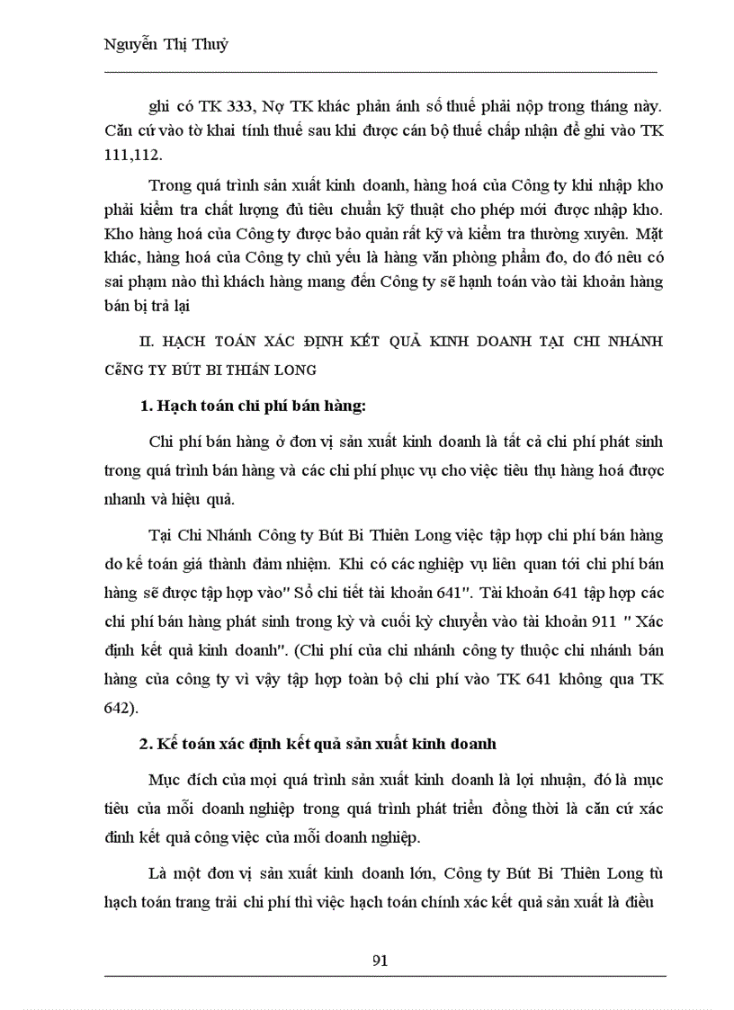 image for page Kế toán tiêu thụ hàng hoá & xác định kết quả tại Chi Nhánh Công ty TNHH Sản xuất và thương mại Thiên Long