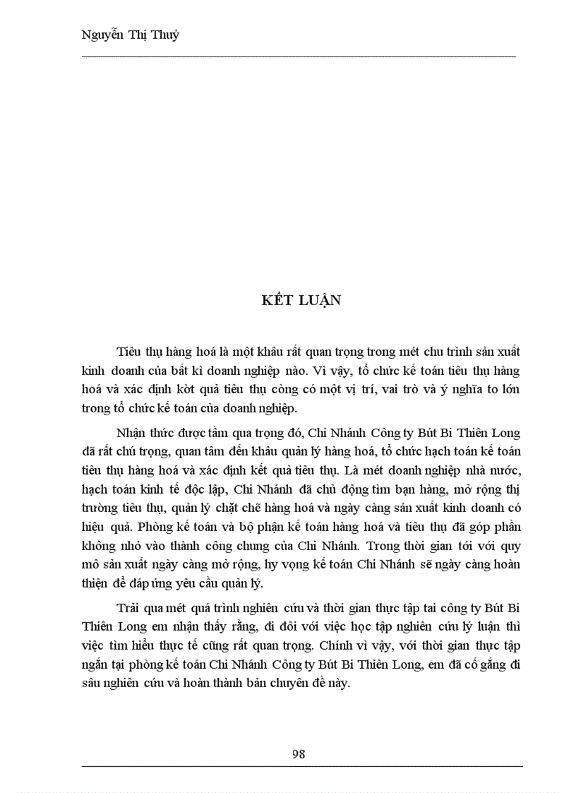 image for page Kế toán tiêu thụ hàng hoá & xác định kết quả tại Chi Nhánh Công ty TNHH Sản xuất và thương mại Thiên Long