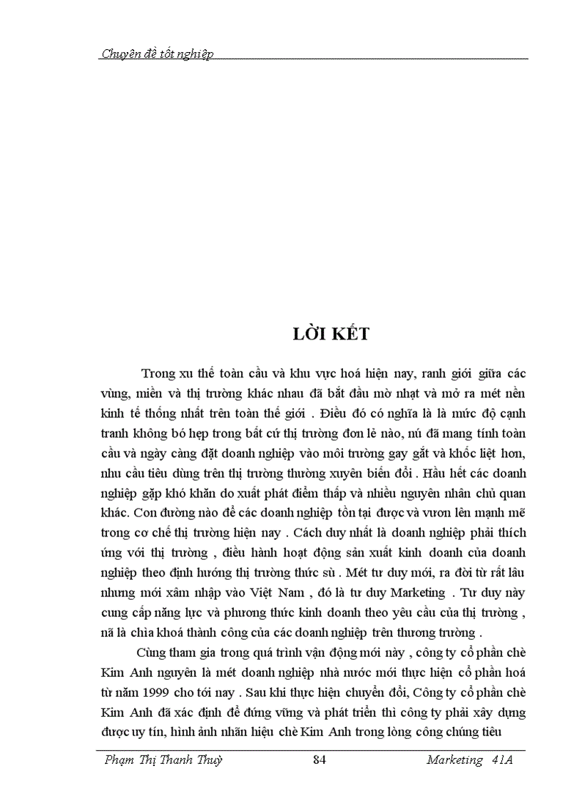 image for page Marketing hỗn hợp mở rộng thị trường chè của Công ty cổ phần chè Kim Anh