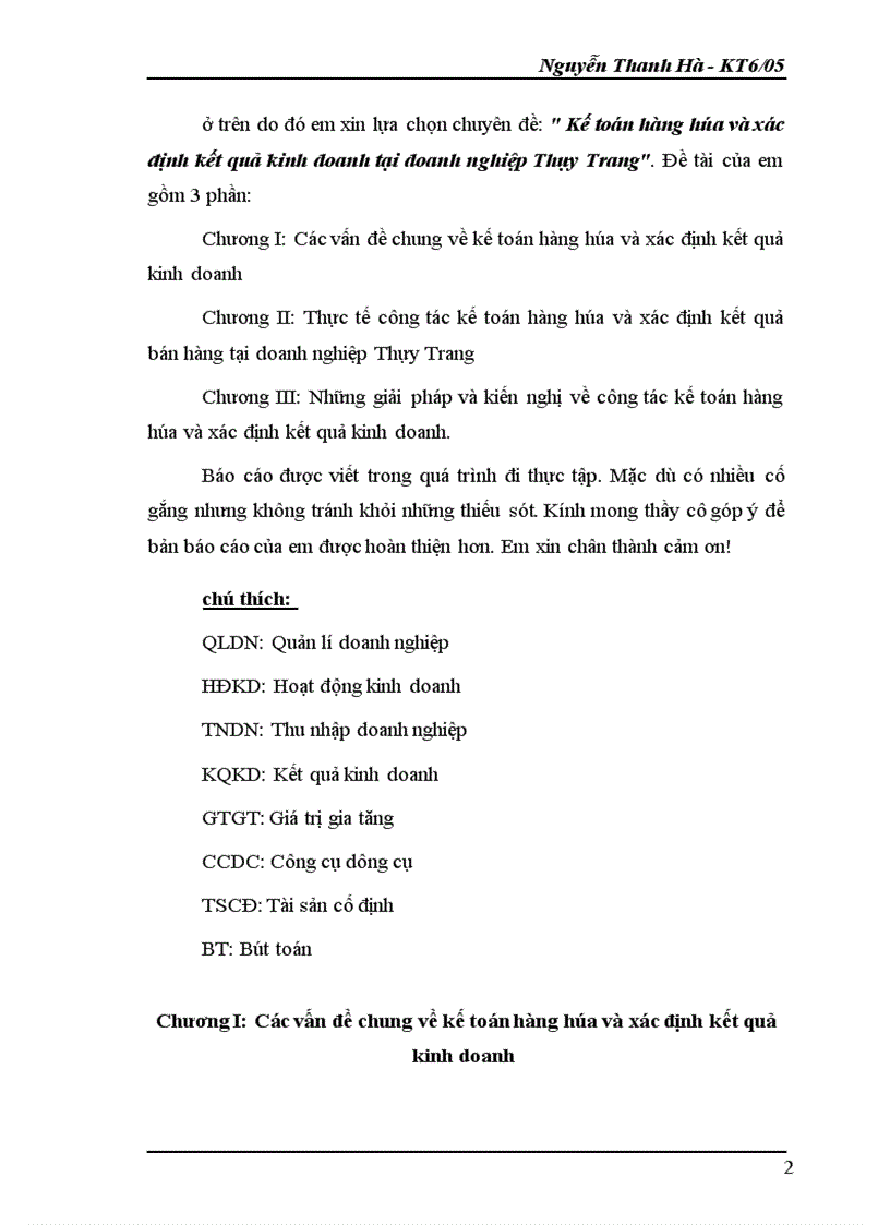 image for page Kế toán hàng hóa và xác định kết quả kinh doanh tại doanh nghiệp Thùy Trang