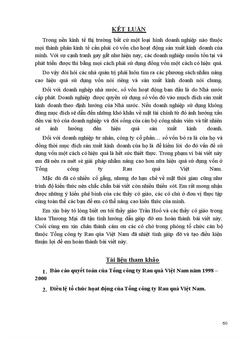 image for page Một số giải pháp nhằm nâng cao hiệu quả sử dụng vốn ở Tổng Công Ty Rau Quả Việt Nam