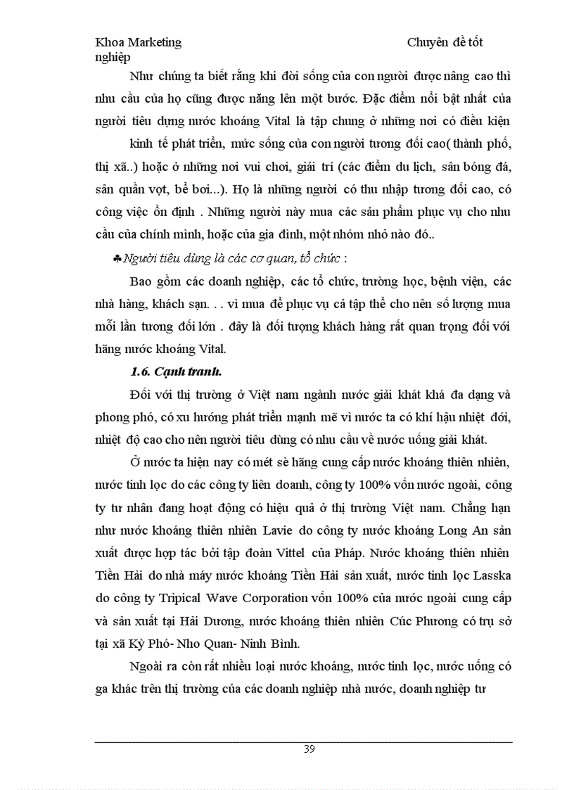 image for page Chính sách xúc tiến hỗn hợp cho sản phẩm nước khoáng Vital của công ty SXKDXNK Bình Minh tại các tỉnh phía bắc