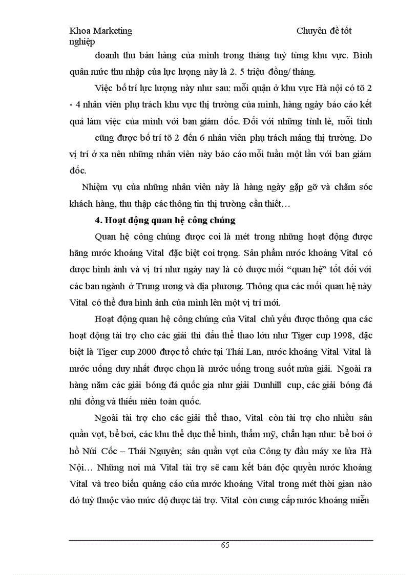 image for page Chính sách xúc tiến hỗn hợp cho sản phẩm nước khoáng Vital của công ty SXKDXNK Bình Minh tại các tỉnh phía bắc