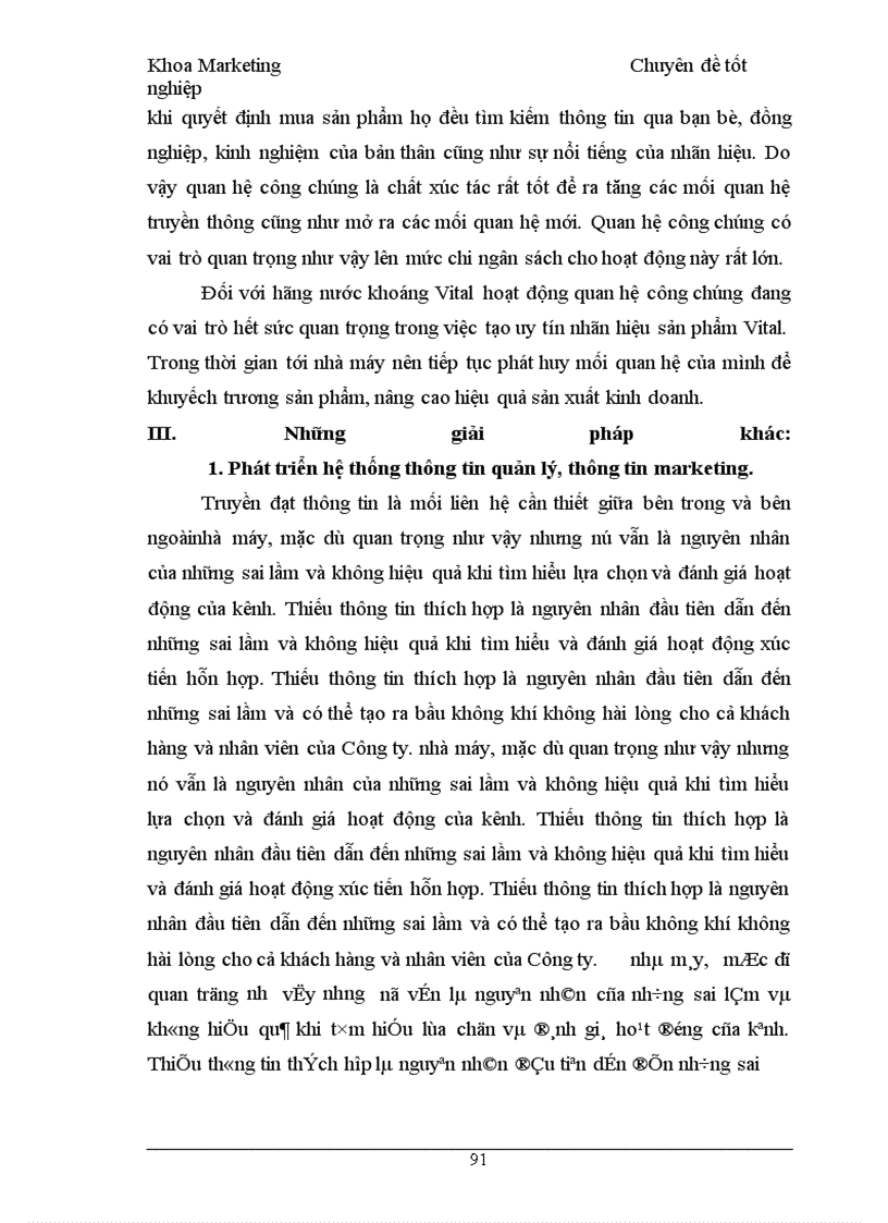 image for page Chính sách xúc tiến hỗn hợp cho sản phẩm nước khoáng Vital của công ty SXKDXNK Bình Minh tại các tỉnh phía bắc