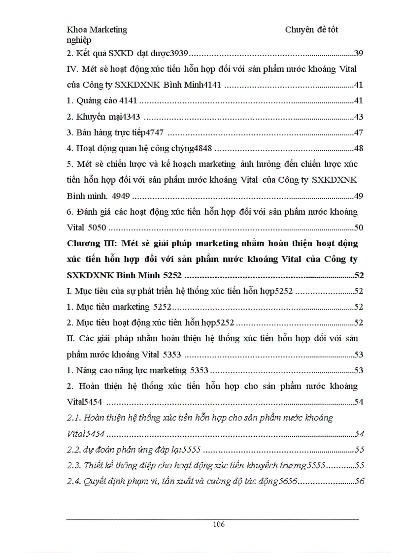 image for page Chính sách xúc tiến hỗn hợp cho sản phẩm nước khoáng Vital của công ty SXKDXNK Bình Minh tại các tỉnh phía bắc
