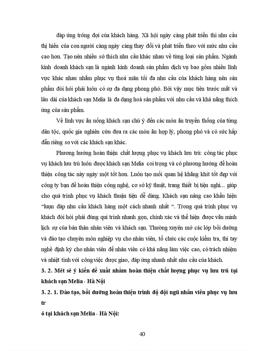 image for page Một số ý kiến đề xuất nhằm hoàn thiện chất lượng phục vụ lưu trú trong kinh doanh khách sạn tại khách sạn Melia - Hà Nội
