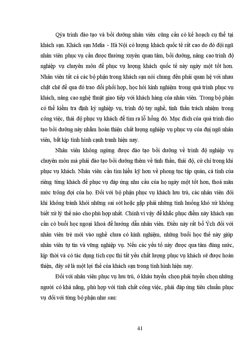 image for page Một số ý kiến đề xuất nhằm hoàn thiện chất lượng phục vụ lưu trú trong kinh doanh khách sạn tại khách sạn Melia - Hà Nội