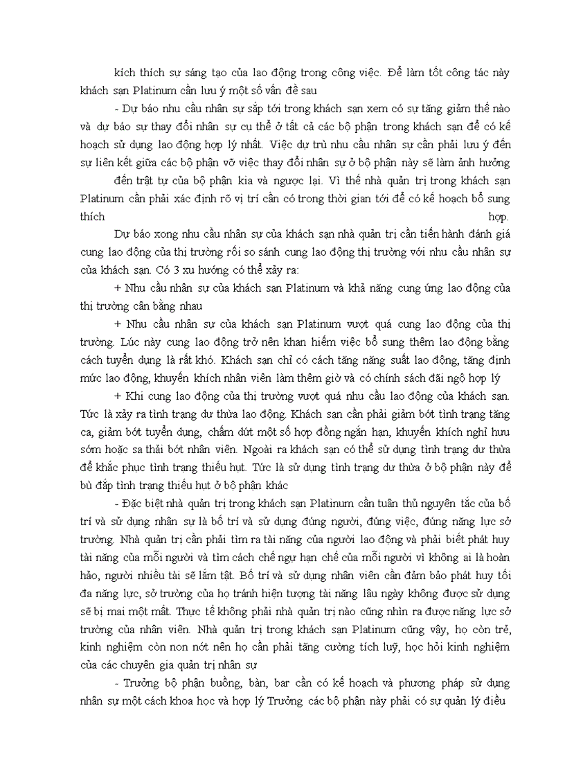 image for page Hoàn thiện bố trí và sử dụng nhân lực tại khách sạn Platinum