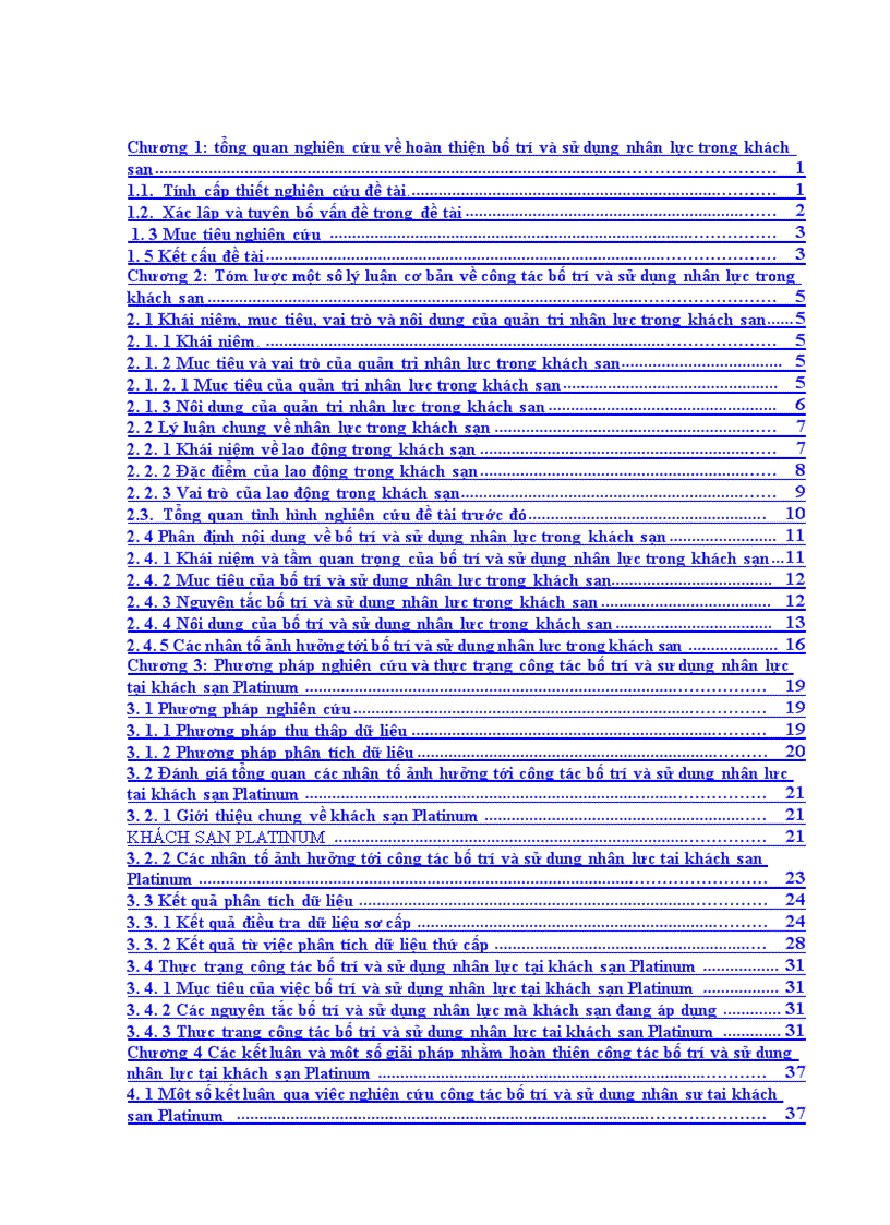 image for page Hoàn thiện bố trí và sử dụng nhân lực tại khách sạn Platinum