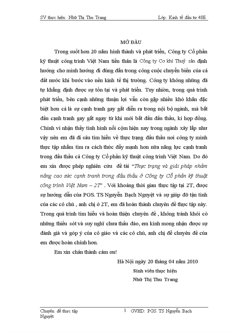 image for page Thực trạng và giải pháp nhằm nâng cao sức cạnh tranh trong đấu thầu ở Công ty Cổ phần kỹ thuật công trình Việt Nam – 2T