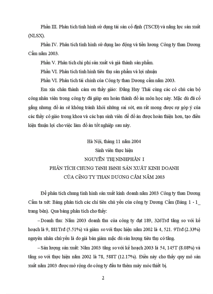 image for page Tình hình sản xuất kinh doanh của Công ty than Dương Cẩm năm 2003