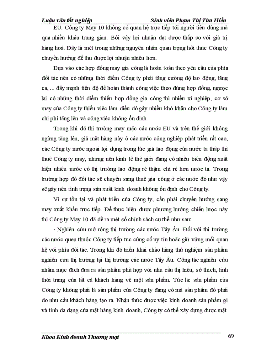image for page Hoàn thiện các giải pháp MAR- MIX xuất khẩu hàng may mặc của công ty May 10 sang thị trường EU