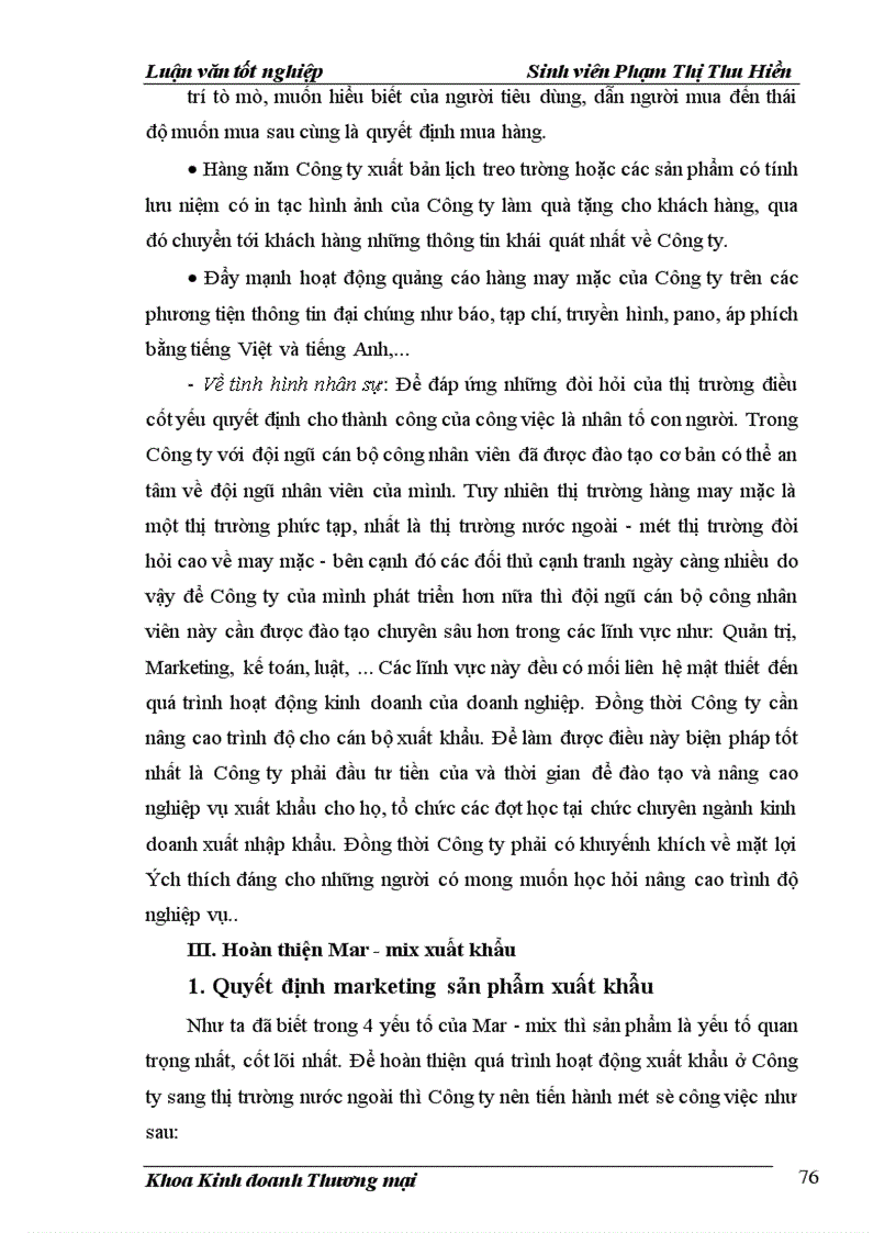 image for page Hoàn thiện các giải pháp MAR- MIX xuất khẩu hàng may mặc của công ty May 10 sang thị trường EU