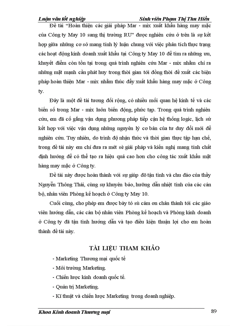 image for page Hoàn thiện các giải pháp MAR- MIX xuất khẩu hàng may mặc của công ty May 10 sang thị trường EU