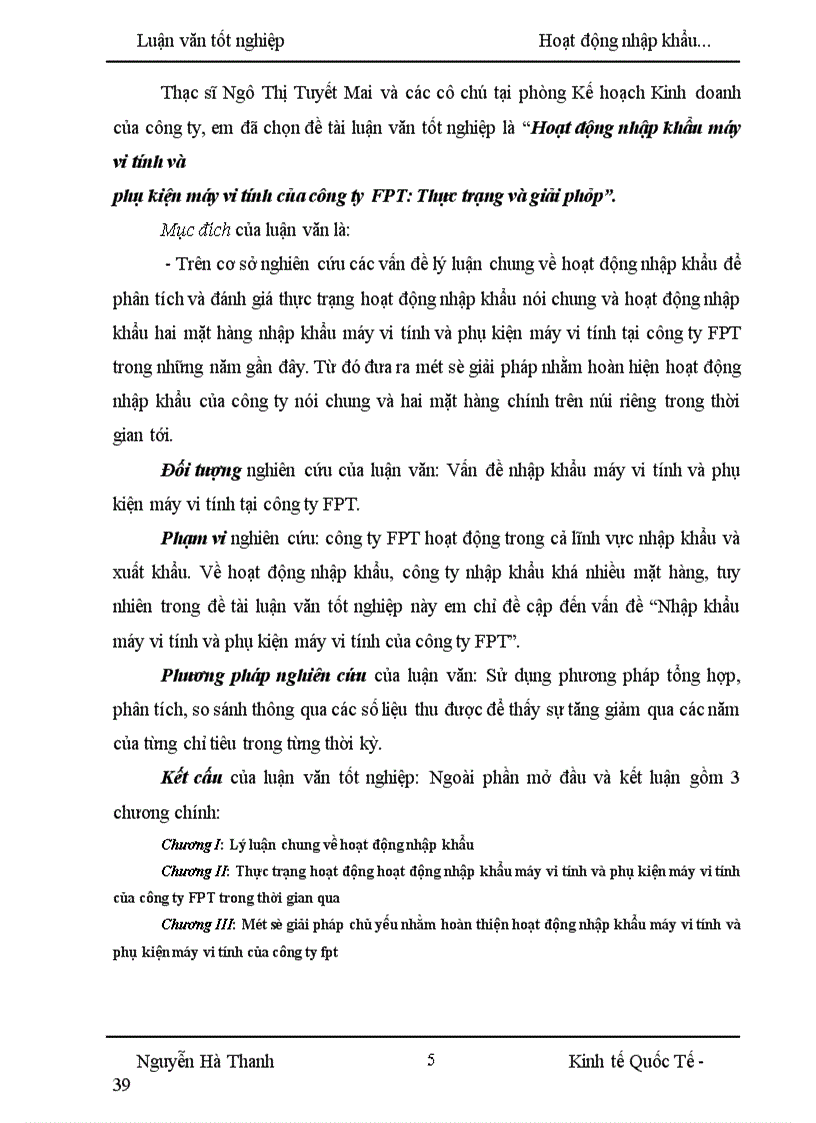 image for page Hoạt động nhập khẩu máy vi tính và phụ kiện máy vi tính của công ty FPT