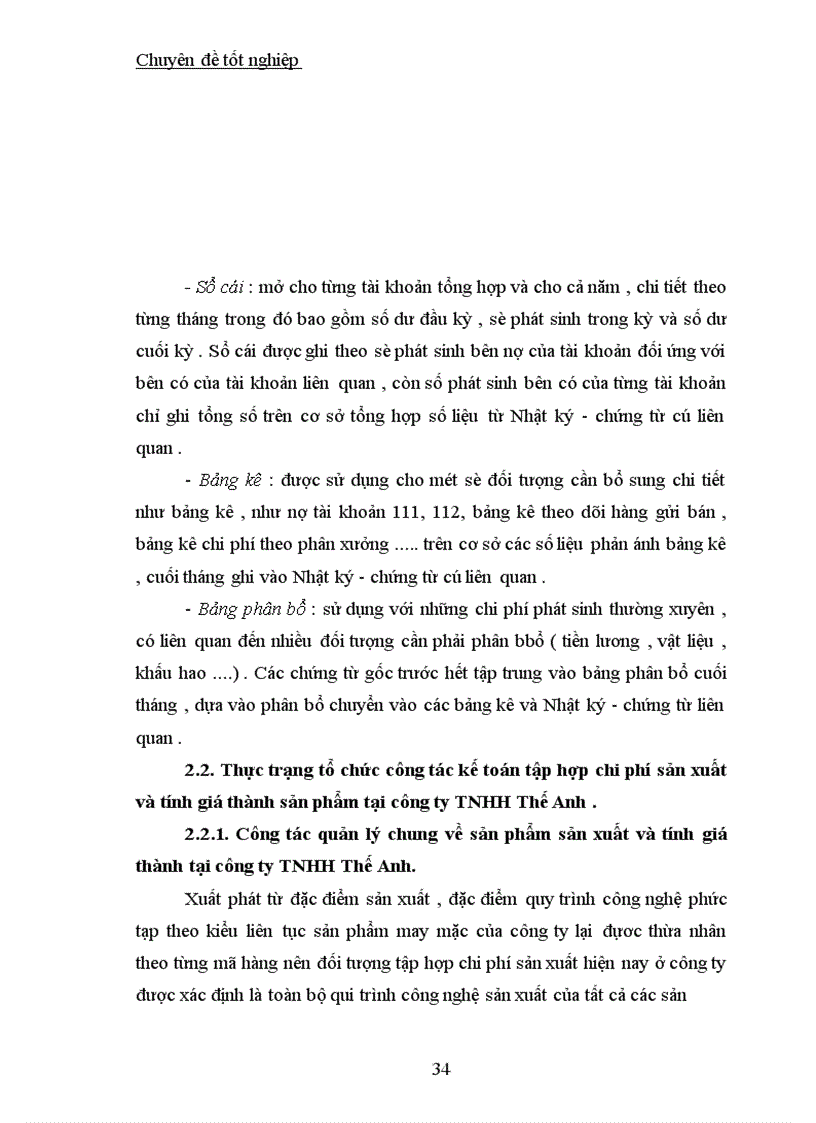 image for page Công tác kế toán tập hợp chi phí sản xuất và tính giá thành sản phẩm tại Công ty TNHH Thế Anh