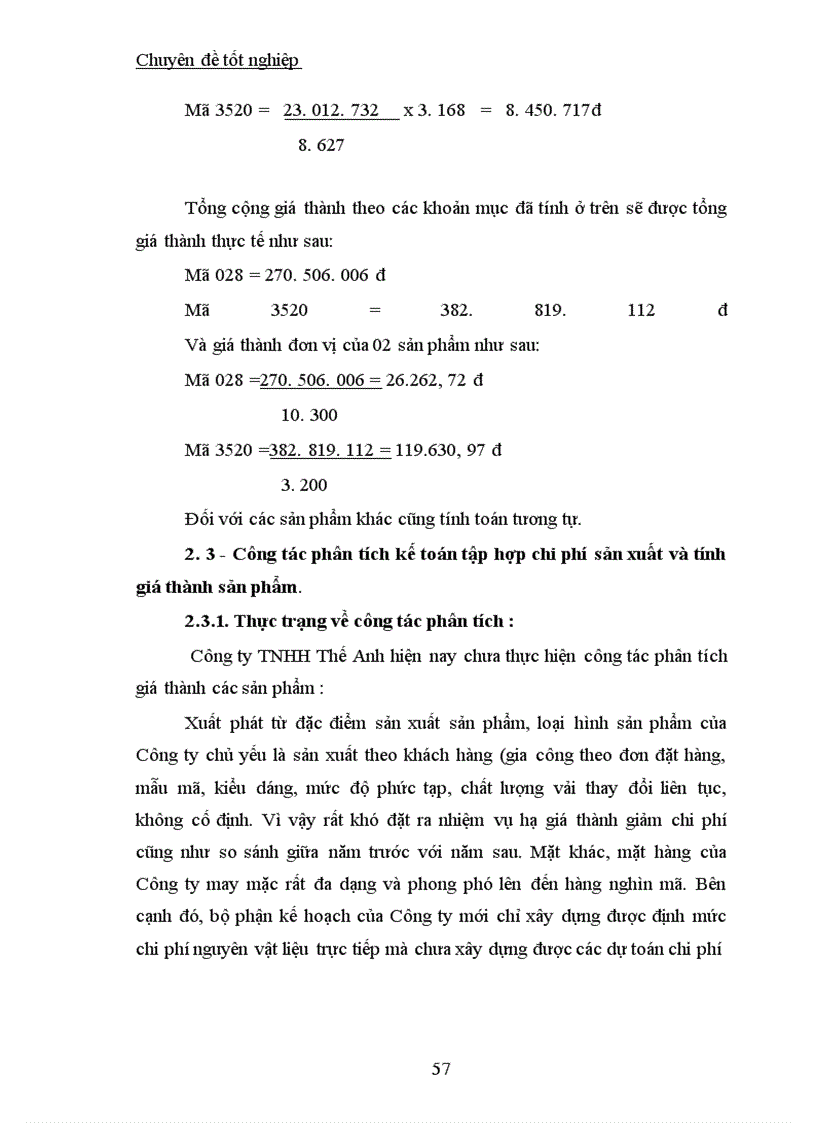 image for page Công tác kế toán tập hợp chi phí sản xuất và tính giá thành sản phẩm tại Công ty TNHH Thế Anh