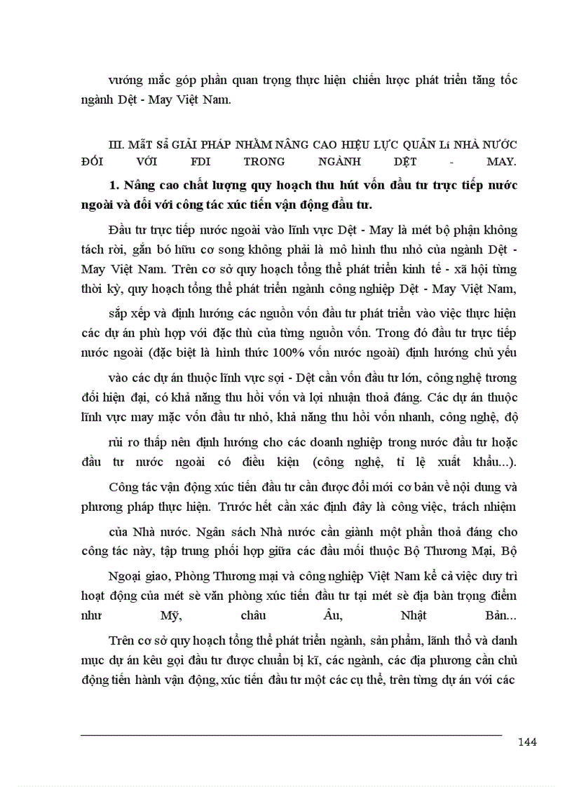 image for page Một số giải pháp nhằm nâng cao năng lực quản lý Nhà nước đối với hoạt động đầu tư trực tiếp nước ngoài trong lĩnh vực Dệt- may
