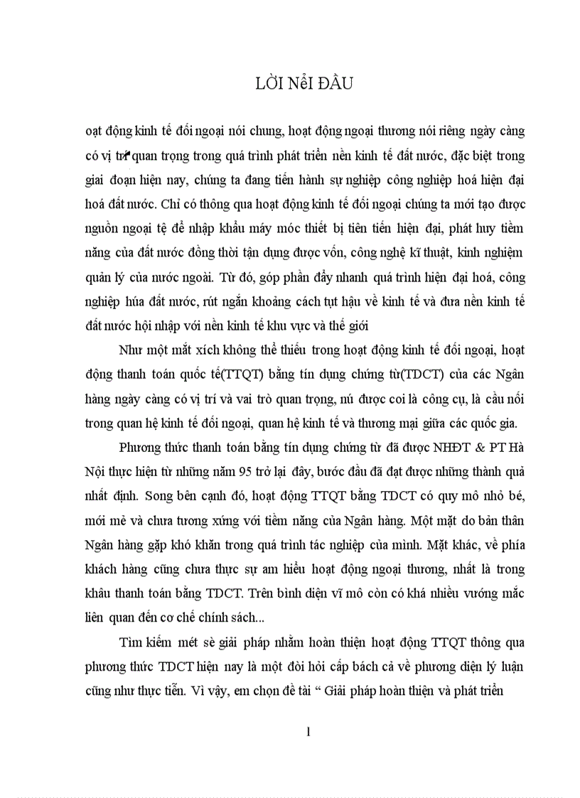 image for page Giải pháp hoàn thiện và phát triển hoạt động thanh toán quốc tế thông qua phương thức tín dụng chứng từ tại NHĐT&PT Hà Nội