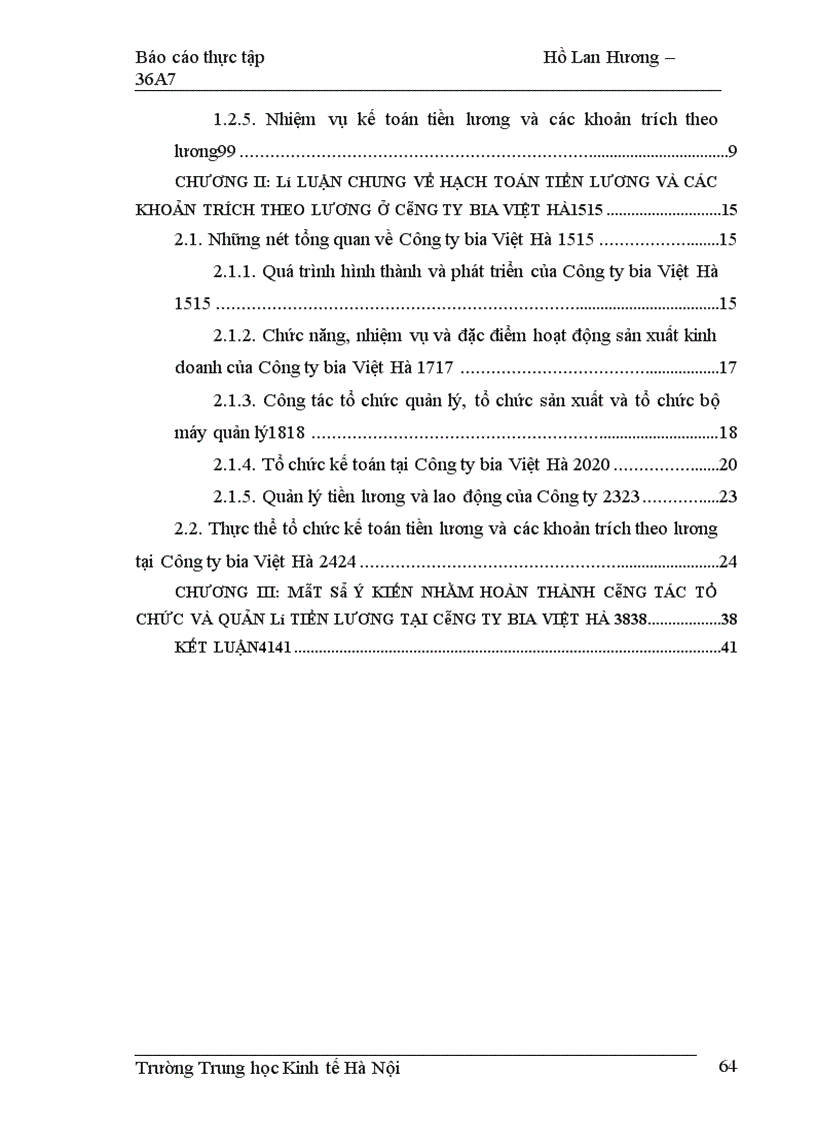image for page Một số ý kiến nhằm hoàn thành công tác tổ chức và quản lý tiền lương tại Công ty bia Việt Hà