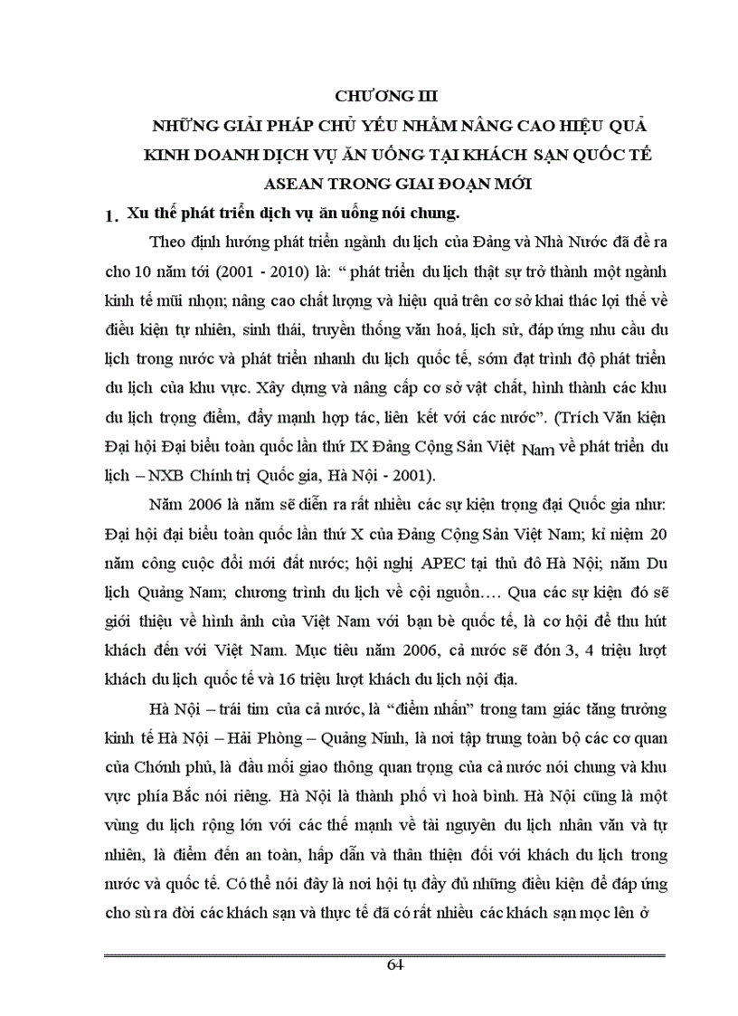 image for page Thực trạng và giải pháp nhằm nâng cao hiệu quả kinh doanh dịch vụ ăn uống tại Khách sạn quốc tế ASEAN