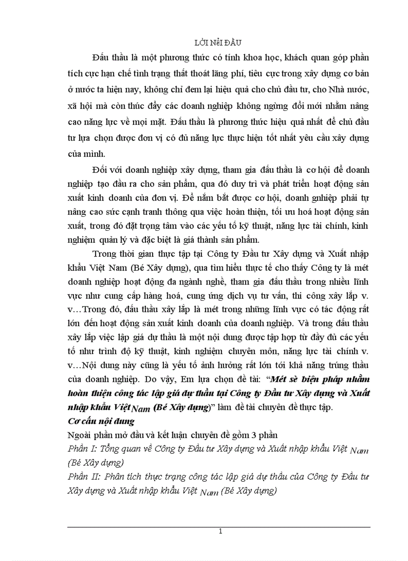 image for page Một số biện pháp nhằm hoàn thiện công tác lập giá dự thầu tại Công ty Đầu tư Xây dựng và Xuất nhập khẩu Việt Nam (Bộ Xây dựng)