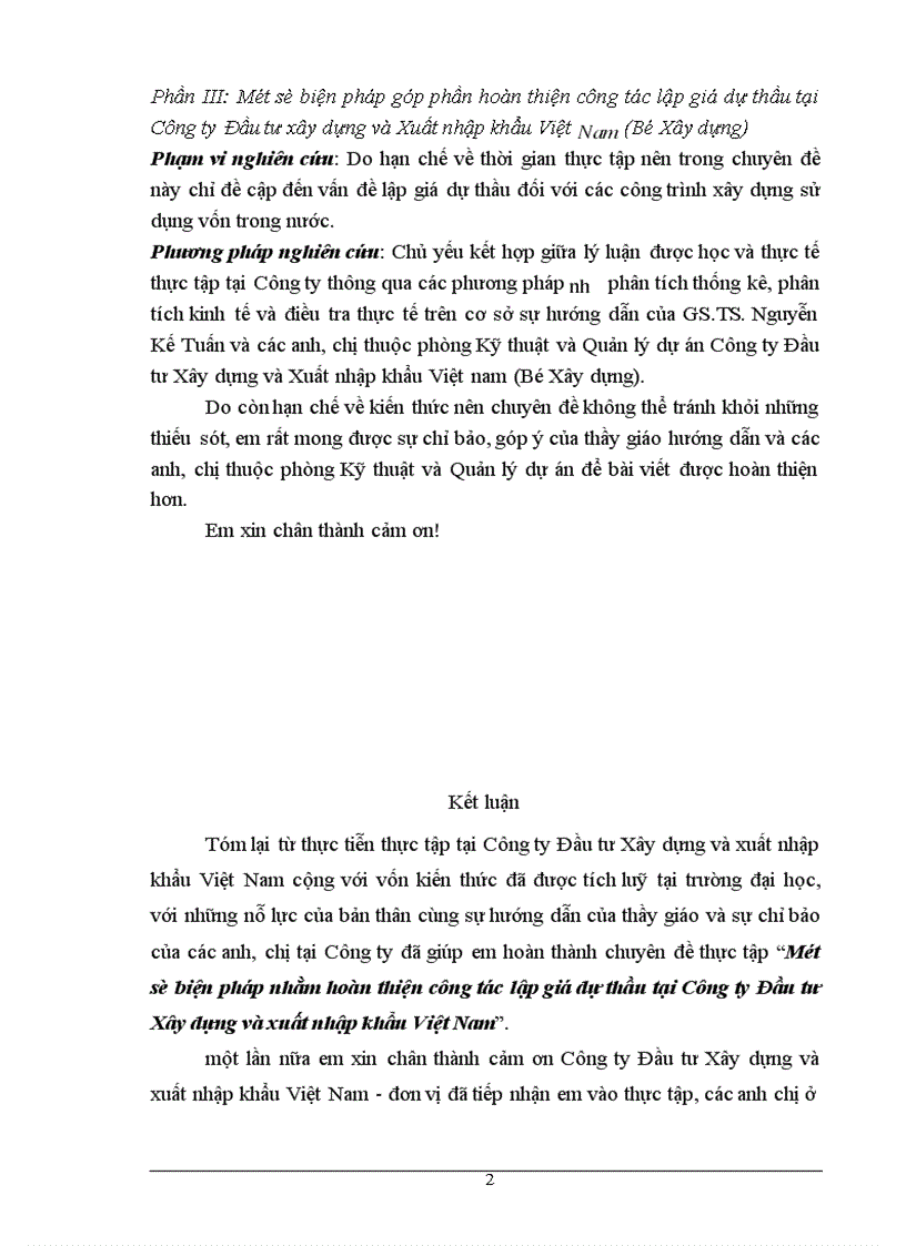 image for page Một số biện pháp nhằm hoàn thiện công tác lập giá dự thầu tại Công ty Đầu tư Xây dựng và Xuất nhập khẩu Việt Nam (Bộ Xây dựng)