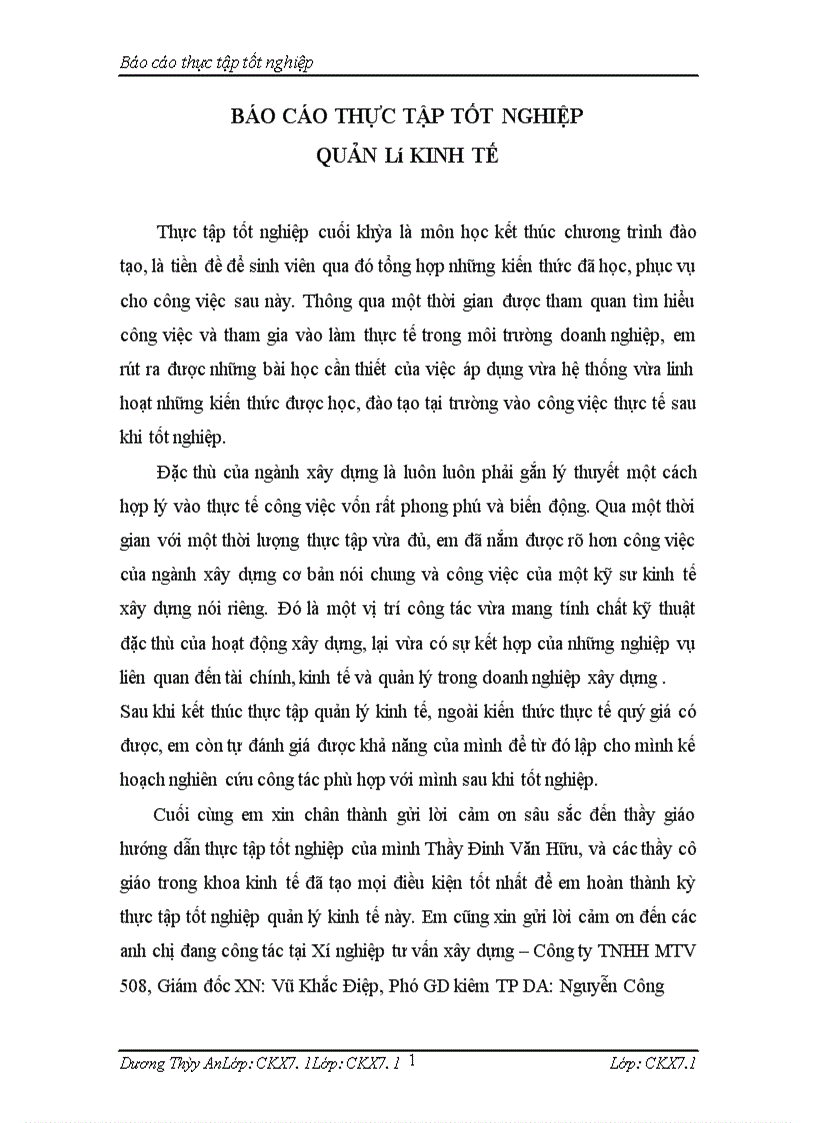 image for page Báo cáo thực tập tại Công ty TNHH MTV 508