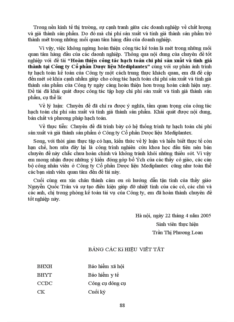 image for page Hoàn thiện công tác hạch toán chi phí sản xuất và tính giá thành tại Công ty Cổ phần Dược liệu Mediplantex