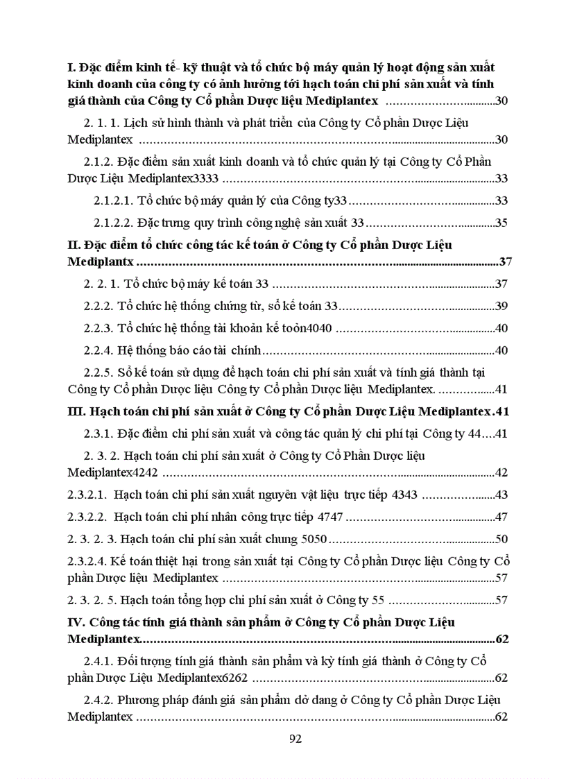 image for page Hoàn thiện công tác hạch toán chi phí sản xuất và tính giá thành tại Công ty Cổ phần Dược liệu Mediplantex