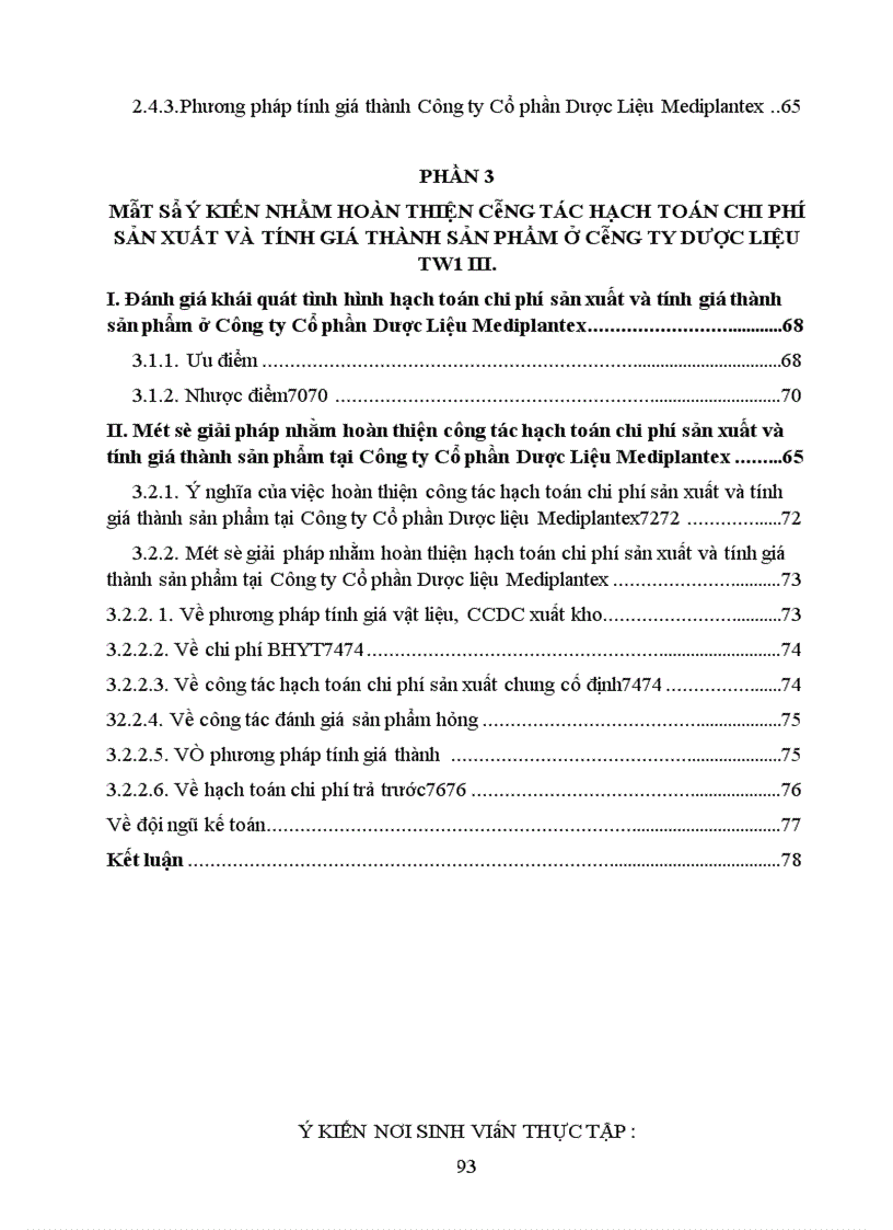 image for page Hoàn thiện công tác hạch toán chi phí sản xuất và tính giá thành tại Công ty Cổ phần Dược liệu Mediplantex
