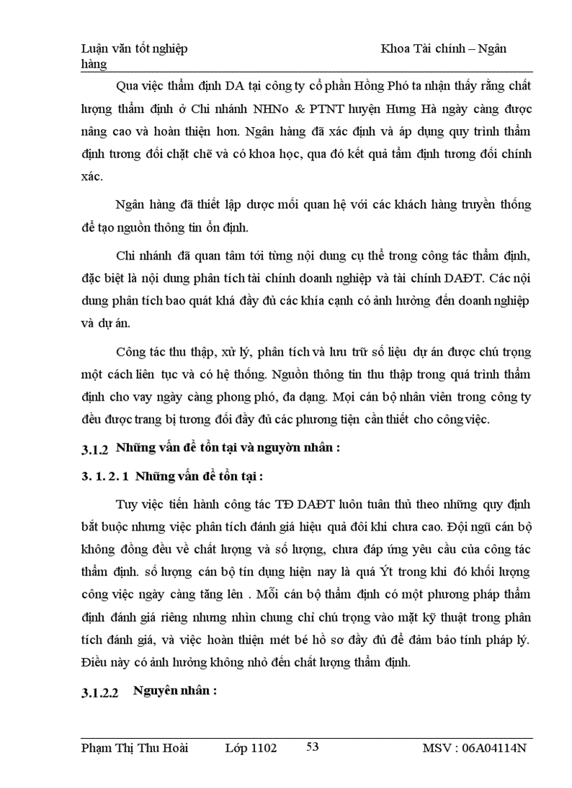image for page Thực trạng và giải pháp nâng cao chất lượng thẩm định DAĐT tại Chi nhánh NHNo&PTNT huyện Hưng Hà